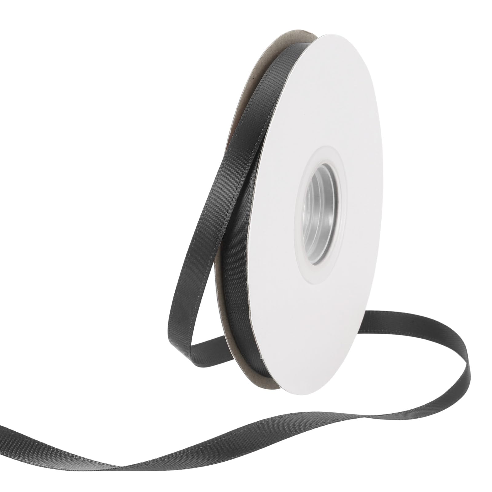 Rebower 6mm Satin Ribbon 46m Thick Double Face Grosgrain Silk Ribbon, [for Gift Wrapping, Hair Bows, Wedding, Cake, Flower] - 50 Yard/150ft/ Black