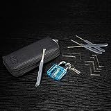 Premium Titanium Lock Tool Set with Transparent Blue Pad Lock (32 Piece)