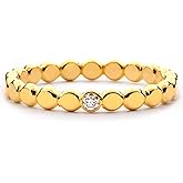 STORYJEWELLERY Gold Plated Rings for Women, Stackable Rings, Gold Plated Wedding Bands for Women, Bezel Ring, Gifts for Her