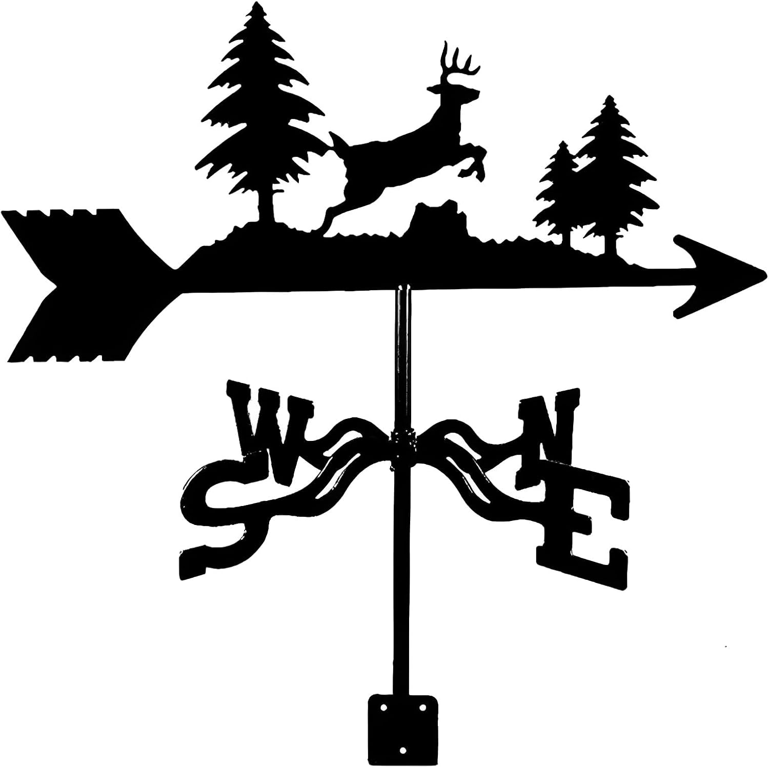 Weathervanes - Metal Weathervane for Roof, Garden Patio Outdoor Farm Decoration Accessory, 3D Deer Animal Weathervane, Black, 55 X 35cm