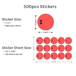 Mobiusea Creation 300pcs $ Blank Price Stickers