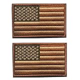 2 pieces Tactical USA Flag Patch -Subdued Tan- American Flag Embroidered Brown Border US United States of America Military Uniform Emblem Patches
