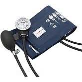 McKesson Premium Manual Blood Pressure Monitor, Blue, Navy, 23-40 cm, 1 ct | Inflation Pump and Cuff for Adult Arm, Premium Pocket Aneroid Sphygmomanometer, Carrying Case