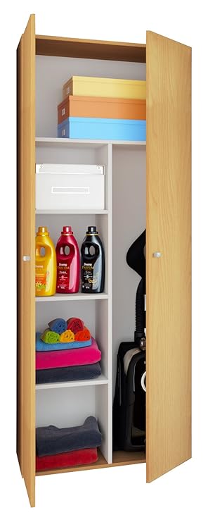 VCM Staubsauger Besenschrank Mehrzweckschrank Putzschrank Vandol | Auswahlmöglichkeiten: +Schublade / +Aufsatz Höhe 178 cm: B