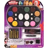 Kangaroo 12 Color Face Paint Palette &amp; 5 Color Pencils SFX Clown Makeup Kit | Face Paint Scar Wax, Fake Blood &amp; Applicators, Halloween Makeup Kit for Zombie, Clown, Monster, Cosplay, Stage &amp; Body Art