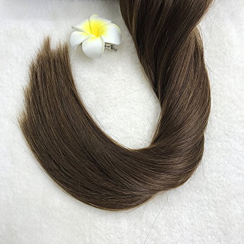Full Shine 8 Pieces 22" 7A Grade 120g Seamless Remy Full Head Clip in Extensions Human Hair Clip on Extensions Dark Brown Color #4 Skin Weft Hair Extensions With Clips Sewn on