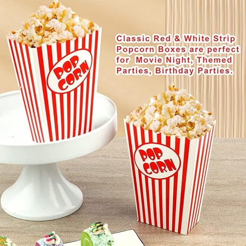 25 Pcs Small Popcorn Boxes for Party Inches Tall Red White Striped  Popcorn Bags Mini Popcorn Buckets P