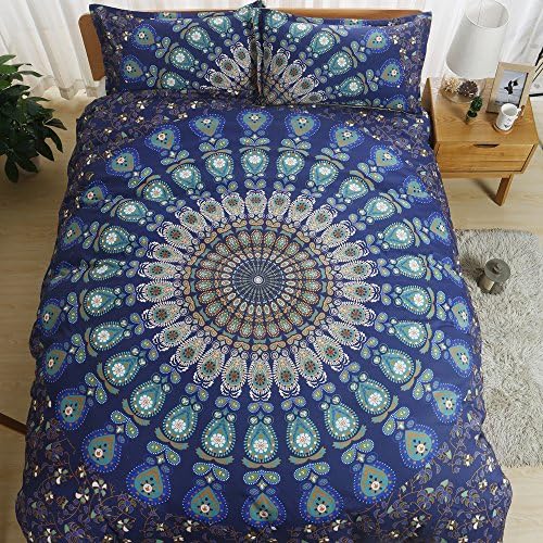 AILOVYO Bohemia Mandala Bedding Duvet Cover Set with Zipper - 3 Piece (1 Duvet Cover + 2 Pillow Shams) Cotton Comforter Cover Set - King