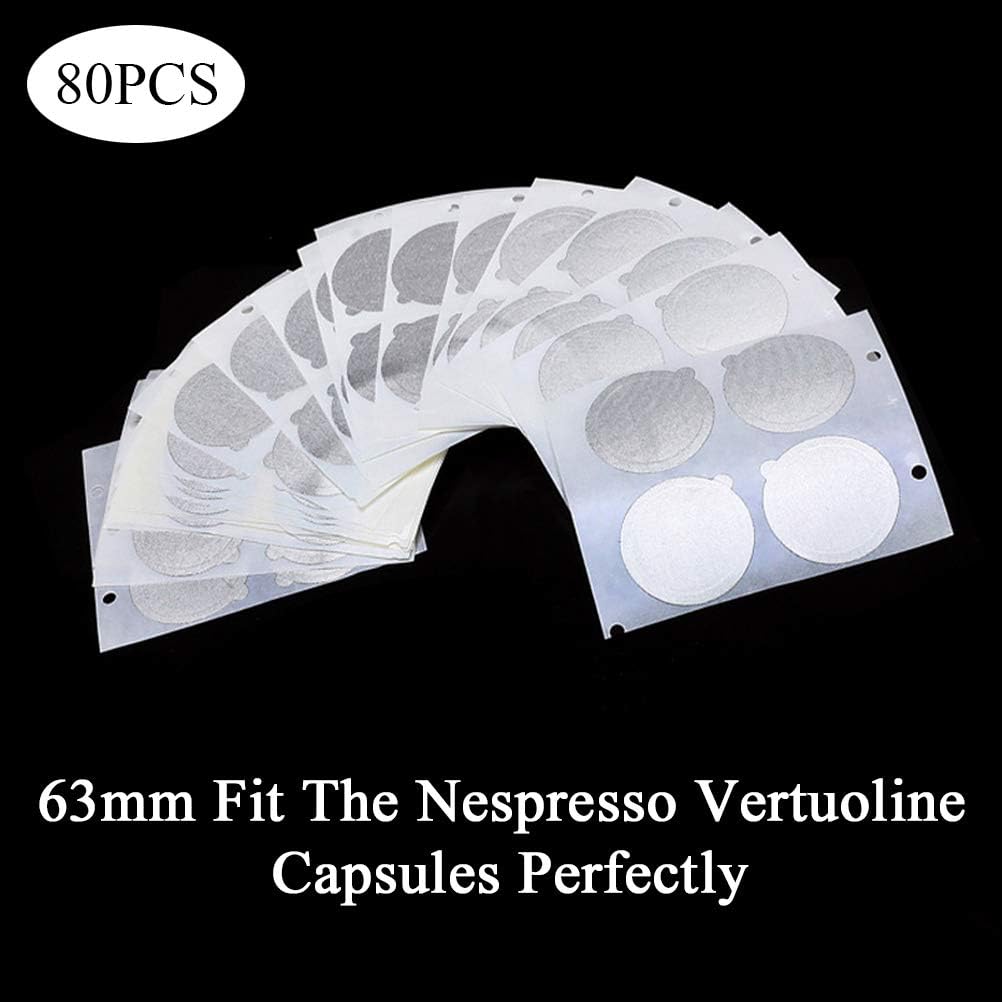 HIERYAN Aluminum Foils Lids to Reuse, 80 Pcs Aluminum Foil Lids Vertuoline, Reusable Foil Covers, 63mm in Diameter: Kitchen & Dining