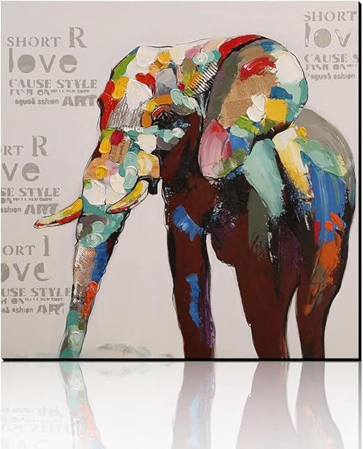 Amazon Co Jp Asmork モダンアート油画 絵画 油絵 現代 抽象画 象 インテリア キャンバス 壁掛け 手描き油彩 アートフレーム ポスタ30 30cm サイド ホーム キッチン