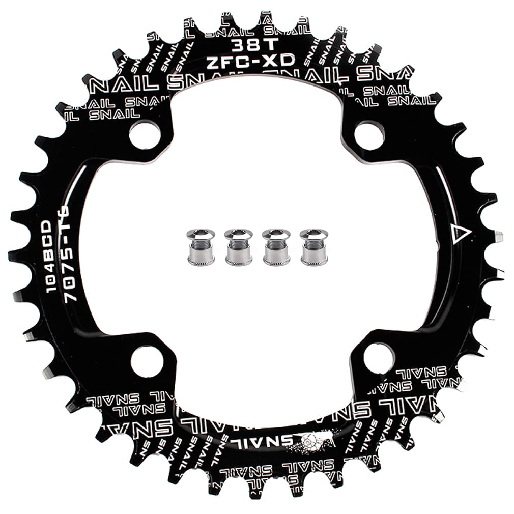 CYSKY 38T Narrow Wide Chainring 104 BCD Bike Single Chainring with 9 10 11 Speed for Road Bike Mountain Bike BMX MTB (38T)