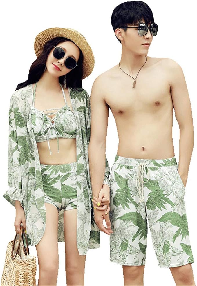 Amazon ペアルック水着 男女４点セット 水着 カップル お揃い セット水着海パンツメンズ レディース タンキニ ショートパンツ ビキニ セパレーツ 通販