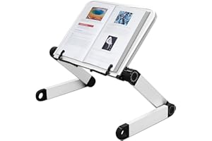 SYITCUN Adjustable Book Stand,Durable and Lightweight Aluminum Book Holder Stand with 2 Flexible Paper Clips,Ergonomic Book Holder for Tablets, Magazines, Documents