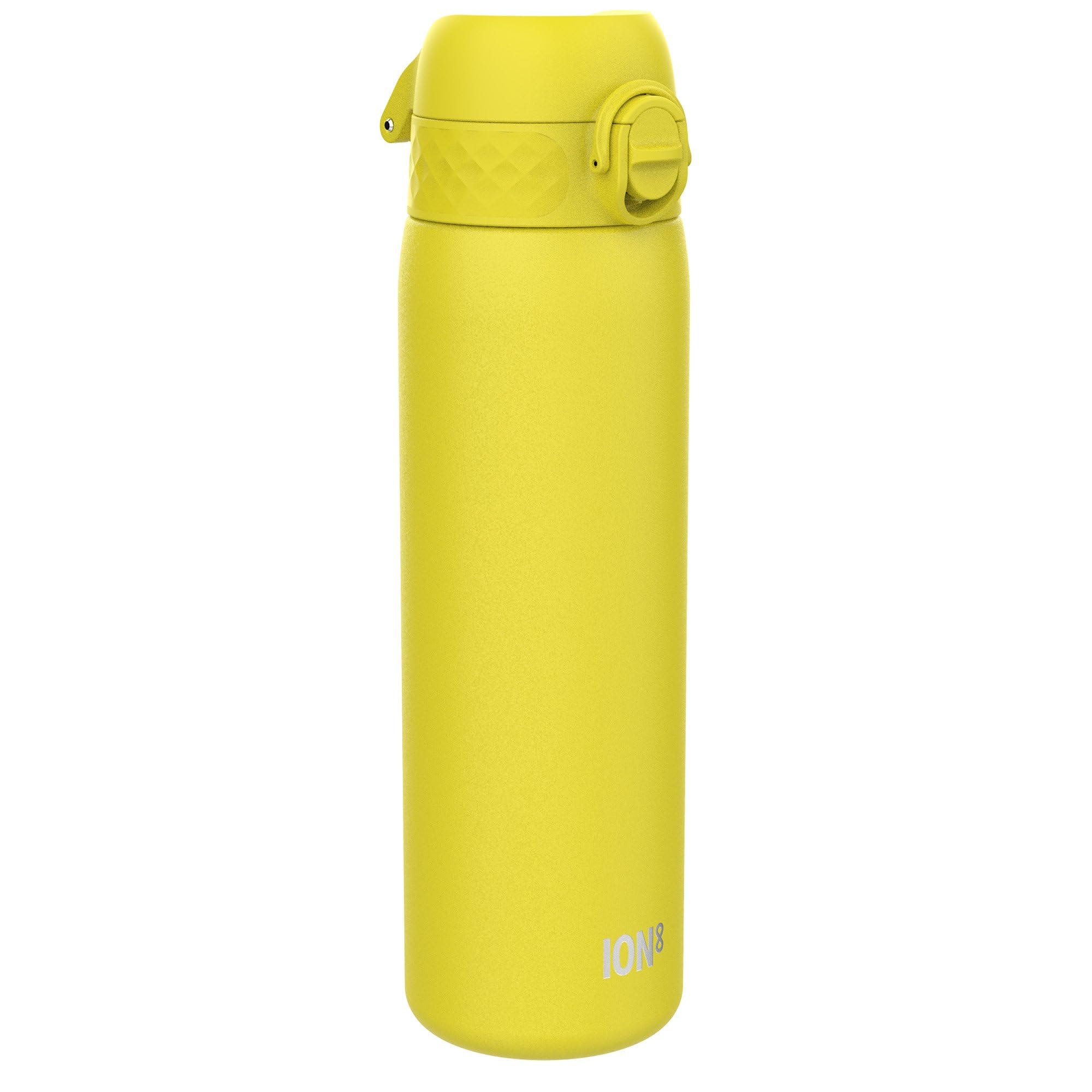 ION8 Vacuum Insulated Steel Water Bottle, 500 ml/17 oz, Leak Proof, Easy to Open, Secure Lock, Dishwasher Safe, Fits Cup Holders, Carry Handle, Scratch Resistant, Metal Water Bottle, Yellow