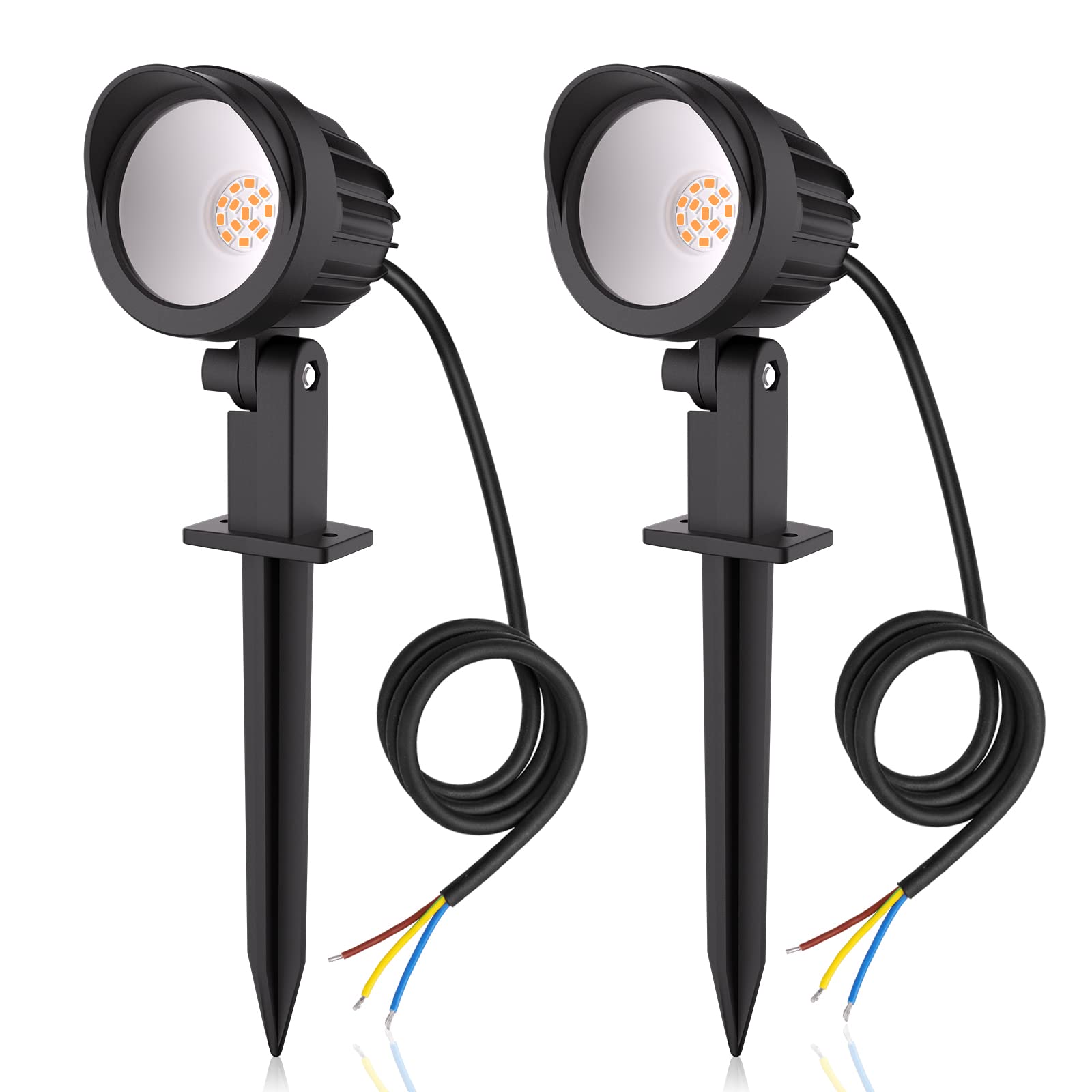 MEIKEE Outdoor Garden Landscape Lights 500LM Spike Lights LED Landscape Spotlights IP66 Waterproof Lawn Light Decorative Light for Garden Lawn Landscape Patio Backyard Warm White 2 Pack 1M Cable