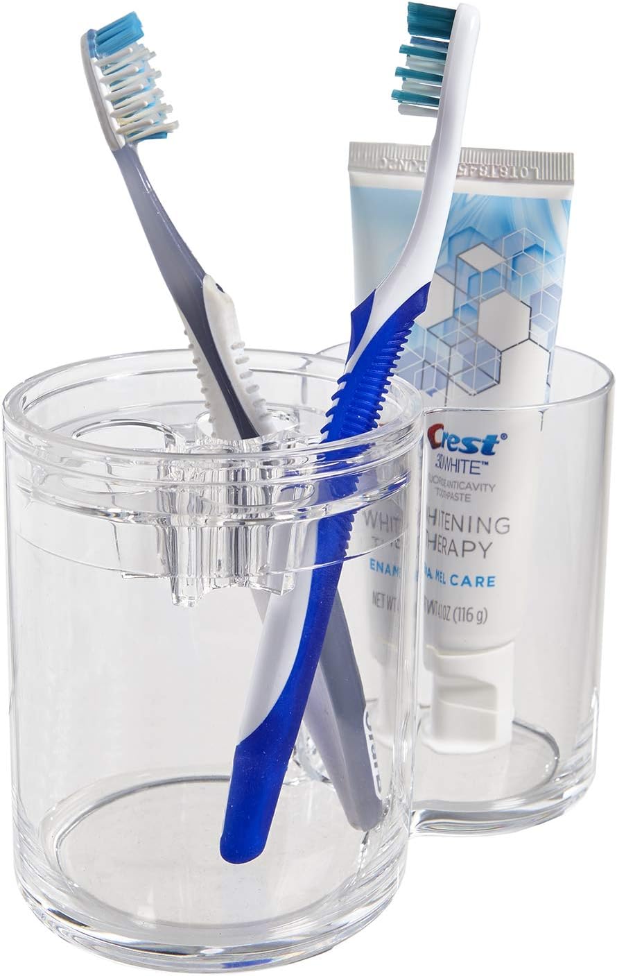 STORi Clear Plastic 5-Slot Holder for Toothbrushes or Makeup Brushes
