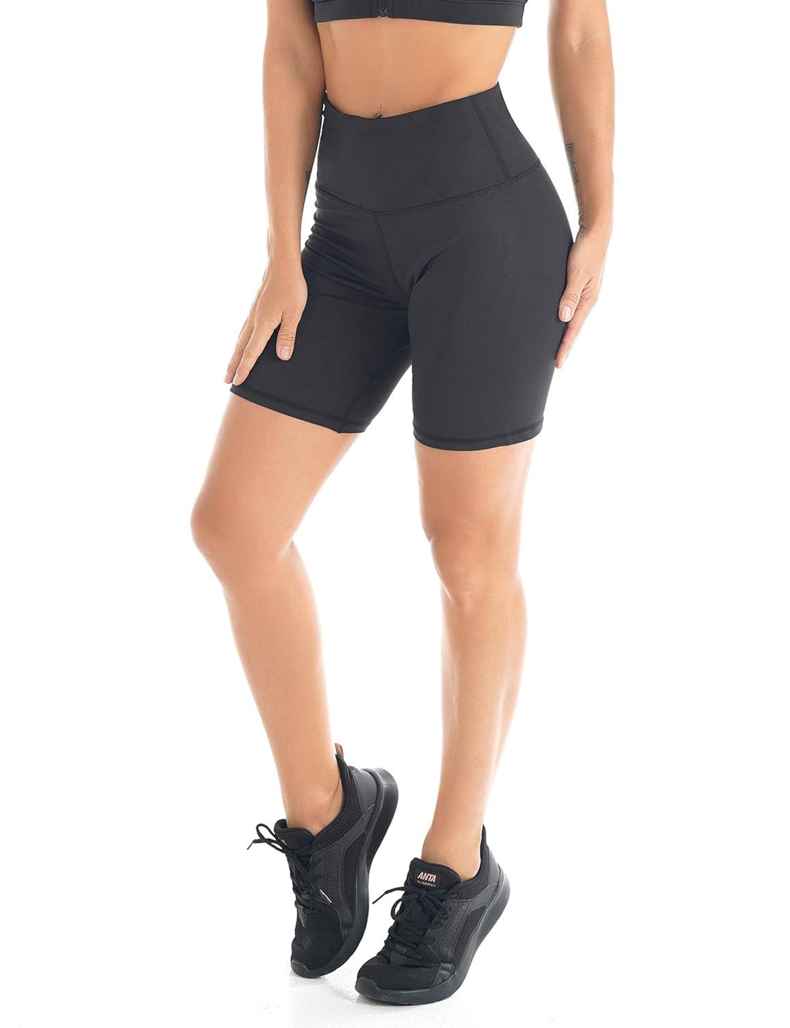 high waisted shorts and tights