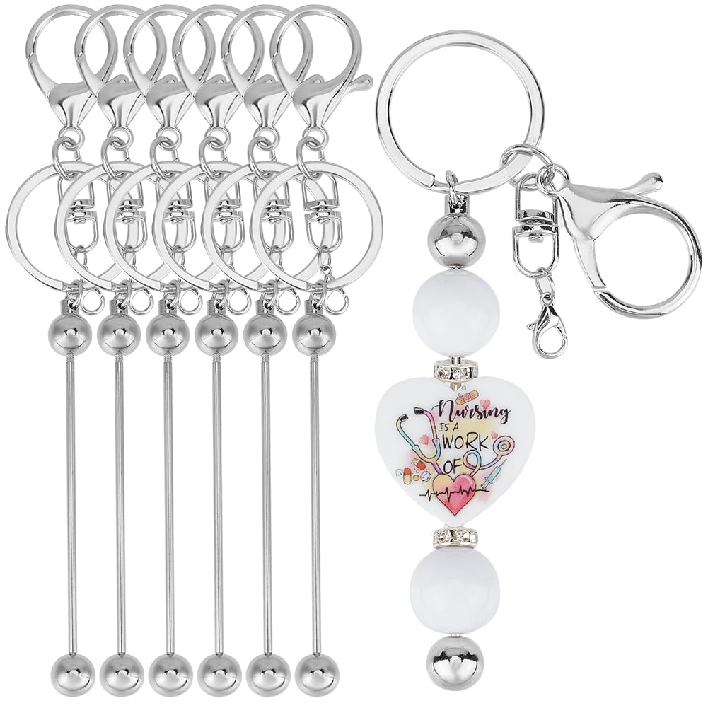 SUNNYCLUE 1 Box 10 Sets 40Pcs Beadable Keychain Bar Beadable Keychains Metal Beaded Keychain Charms Keychains Bar Bulk Include 20Pcs Open Jump Rings for Jewellery Making Charms DIY Beading Key Chains