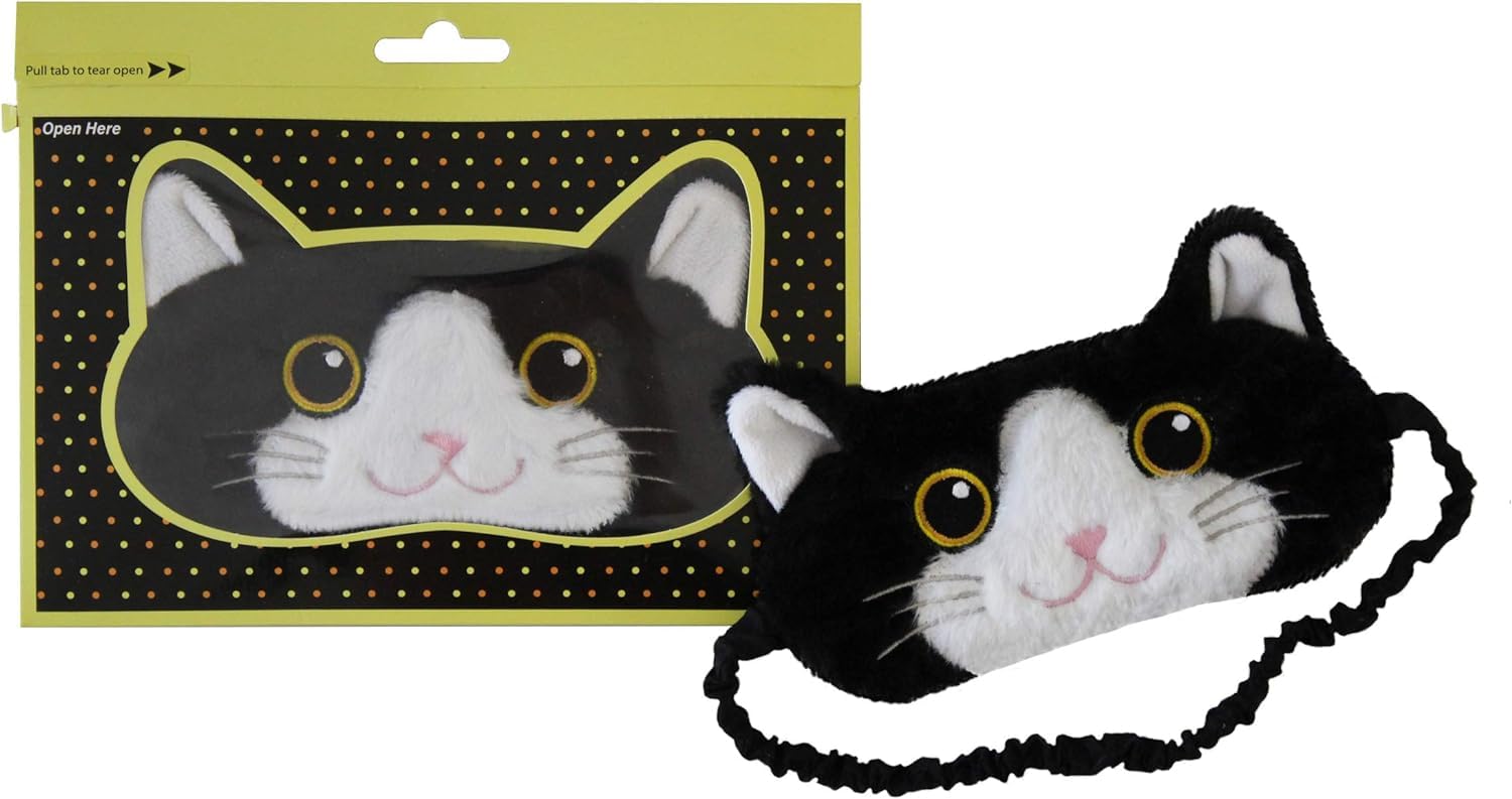 Cat Plush Comfortable Sleep Eye Mask (Black & White Cat)
