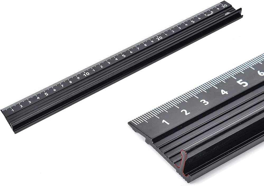 30CM Aluminium Ruler Raised Grip Metal Craft Cutting Safety