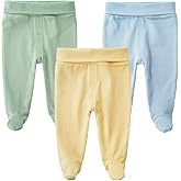 Teach Leanbh Infant Baby 3 Pack Footed Pants Cotton High Waist Casual Leggings