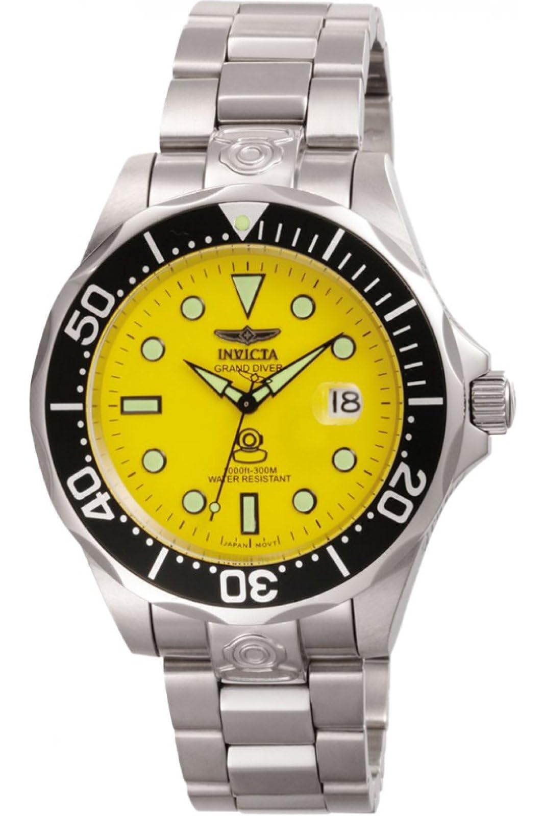 Invicta Grand Diver 3048 Men's Watch - Waterproof - Analogue - Automatic Movement - stainless steel with Yellow dial - 47mm