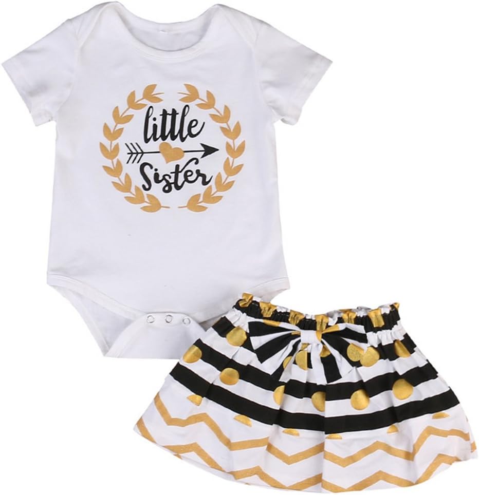 HBER 0-24M & 2-7 yrs Little Sister Big Sister Matching Outfits Set Summer Skirts & Top Clothes Sets