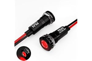 FILN 2PCS 12mm (1/2") Red LED indicator Light Waterproof Metal Signal Lamp 110V 120V 125V IP67 Pilot Dash Head for Equipment Light (110v-black shell Red 2PCS)