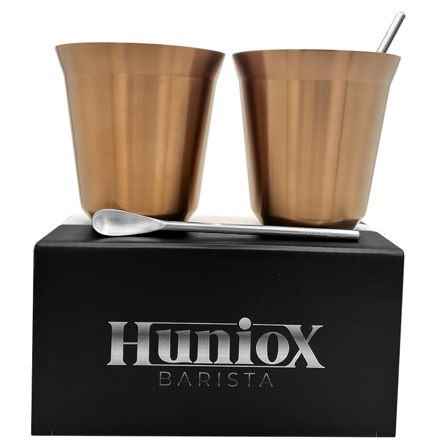 Huniox® 2 x 250 ML Stainless Steel Cup - Latte & Hot Chocolate Mugs - Small Tea Cup - Pink Gold (250 ML)