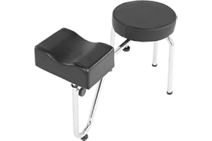 Adjustable PU Leather Tattoo Leg Arm Rest Pad Pedicure Foot Stool Chair, Solid Construction with Comfortable Cushions and Met
