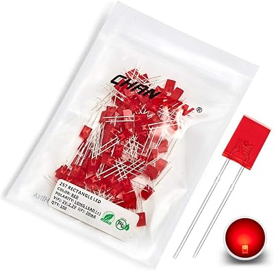 Chanzon 100pcs 2x5x7mm Red LED Diodes Frosted Rectangle Diffused 2V 20mA Lamp