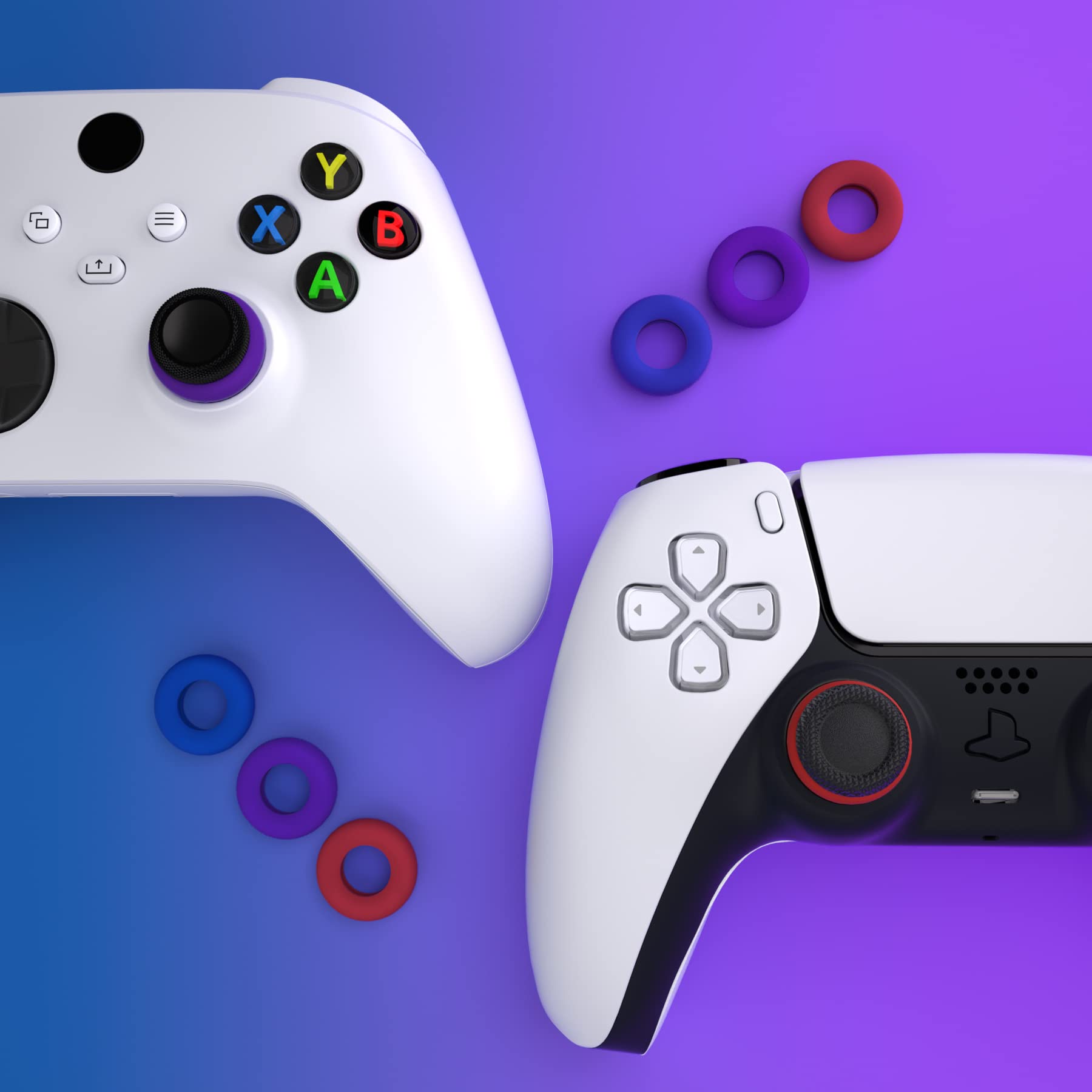 PlayVital 6 Pack Silicone Precision Rings for PS5, for PS4, for Xbox Series X/S, Xbox One, Xbox 360, for Switch 2 Pro, for Steam Deck - 3 Different Strengths, Aim Assist Target Motion Control Rings