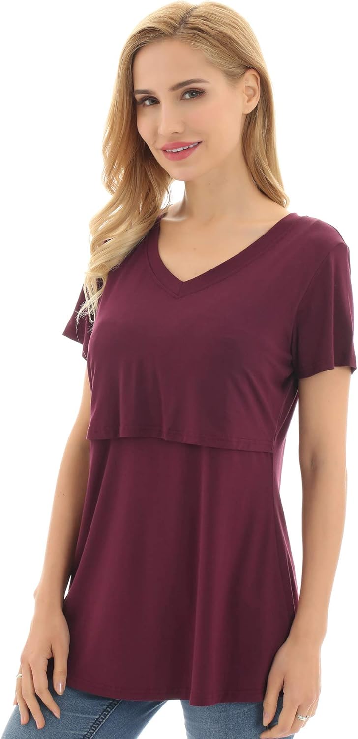 Bearsland Womens 3 Packs V Neck Nursing Tops Maternity Breastfeeding Tee Shirts at  Women’s Clothing store