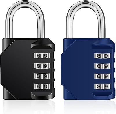 ZHEGE 4 Digit Combination Padlock for Locker Gym Outdoor Weatherproof Black Blue