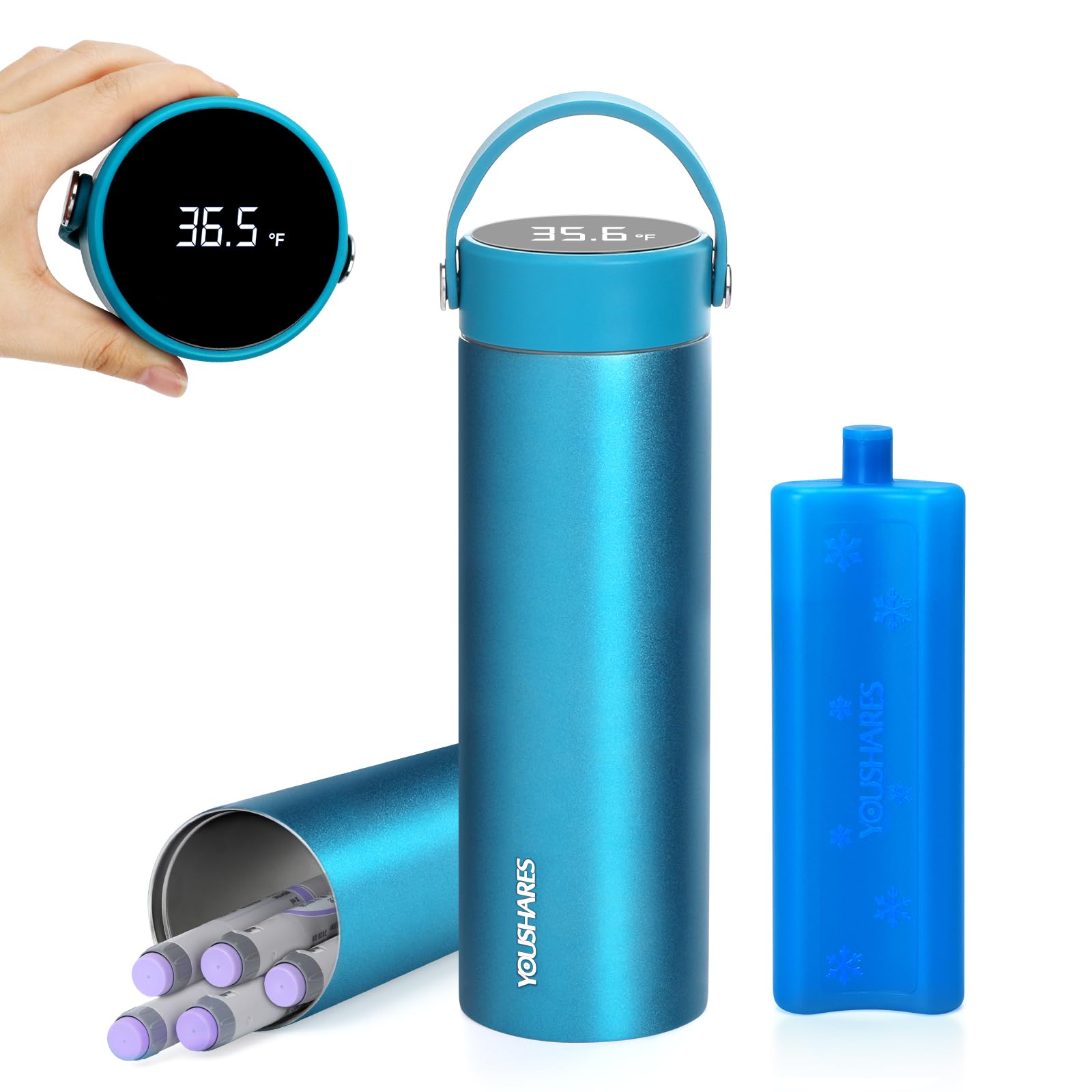 Photo 1 of YOUSHARES Insulin Cooler Travel Case - 48H Verified Cooling with Temperature Display, TSA Approved Diabetic Medication Pen Vials Refrigerator with ?/? Digital Temp Display, Portable for 1–7 Pens