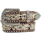 Angel Ranch Western Belt Womens Floral Laced Studs M Brown D140003202