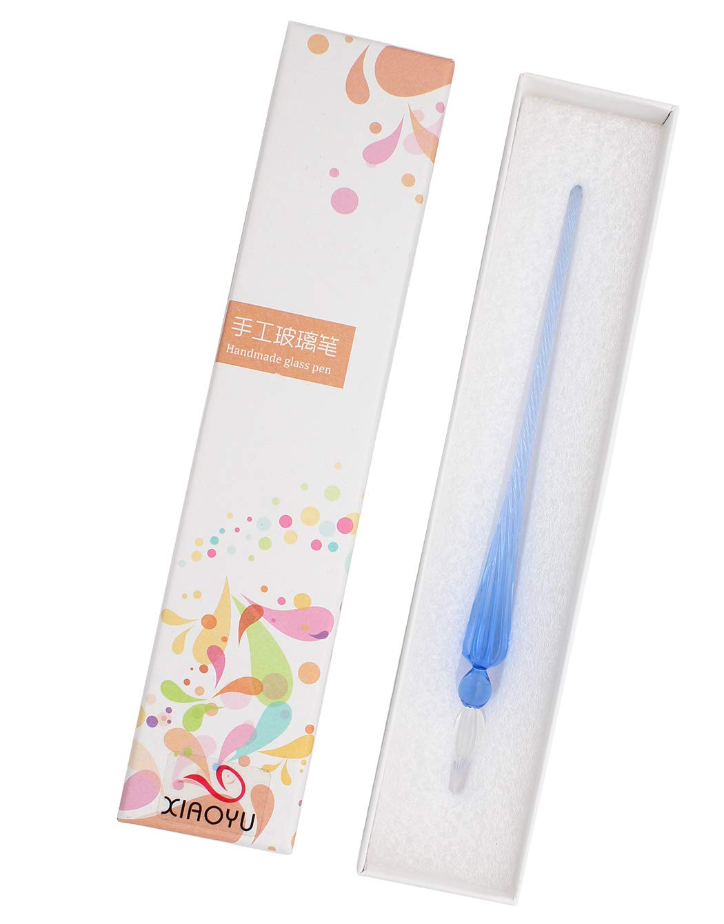 Xiaoyu Handmade Glass Dip Pen for Writing Drawing and Calligraphy with Gift Box - Ice Blue