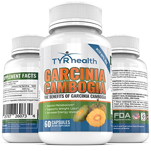 TYR Health Garcinia Cambogia Advanced Weight Loss Supplement (60 Veggie Capsules) – Safe, Natural Appetite Suppressant with 60% HCA – Helps Burn Fat, Boost Metabolism & Curb Cravings TYR Health Garcinia Cambogia Advanced Weight Loss Supplement (60 Veggie Capsules) – Safe, Natural Appetite Suppressant with 60% HCA – Helps Burn Fat, Boost Metabolism & Curb Cravings