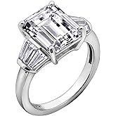 DIAMONBLISS Emerald Cut Ring for Women 925 Sterling Silver Prong Set Engagement Cocktail Ring Band | 3.60 Carats Cubic Zirconia CZ Simulated Diamond