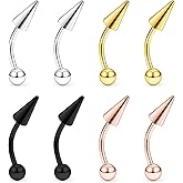Hnxnskt Angel Bites Piercing Jewelry Surgical Steel Vertical Labret Lip Jewelry 16G Snake Bites Piercing Jewelry Curved Barbell Long Spike Eyebrow Rings for Women Men