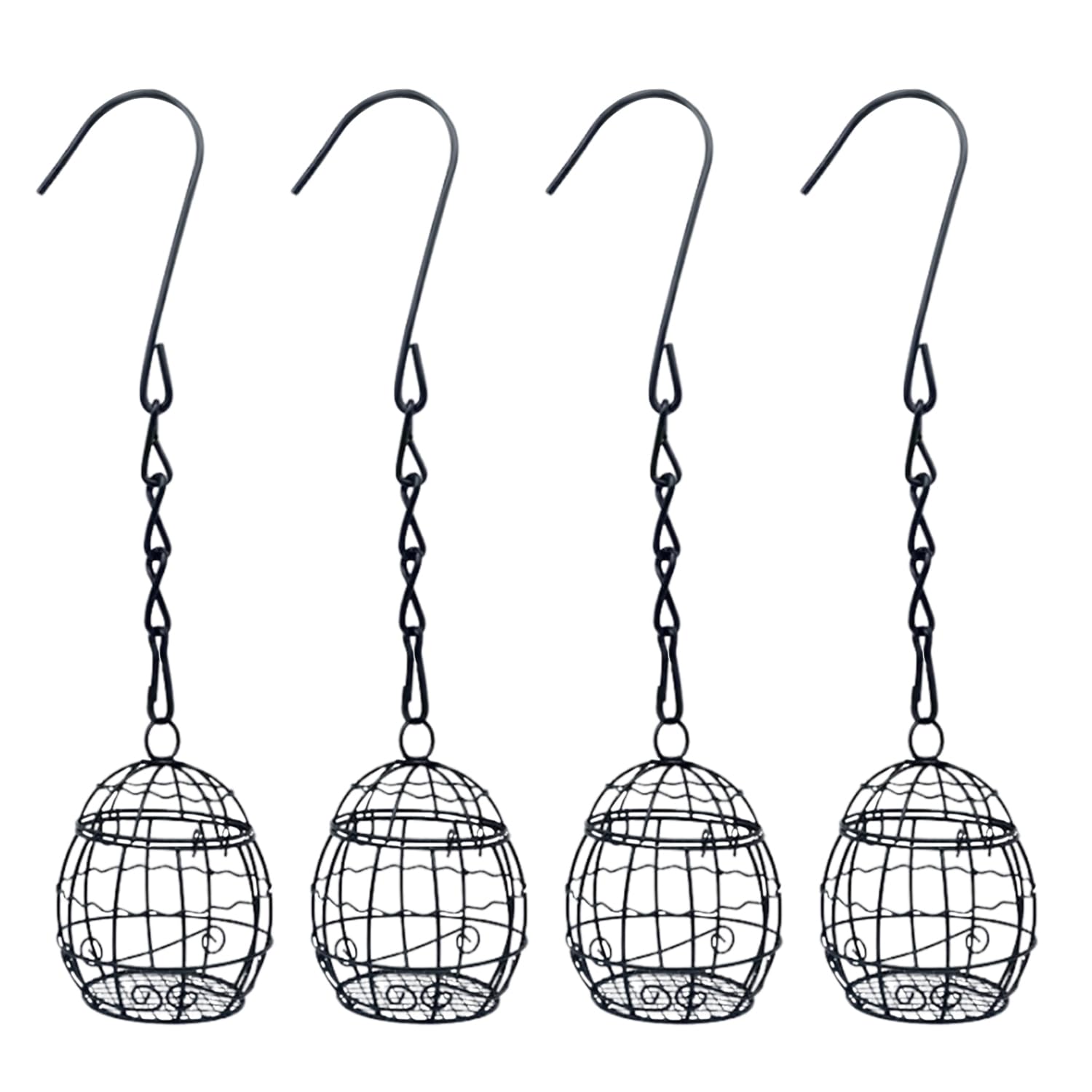 HAICN Hanging Metal Small Bird Feeder Suet Feeder Holders with S-shaped Hooks Large Capacity Hanging Birds Feeder for Garden Birds Outdoor Wildlife Birds (4)