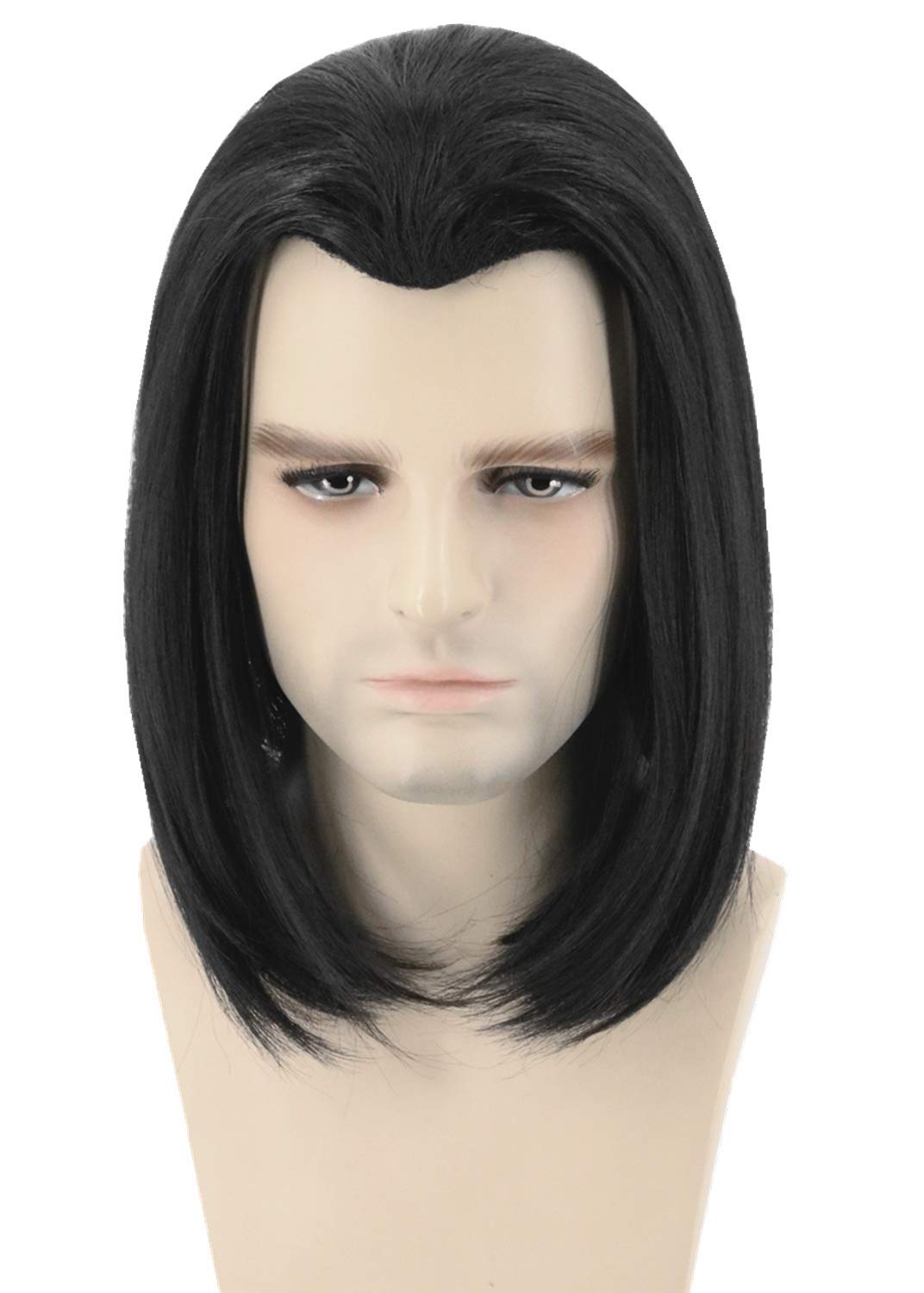 Topcosplay Mens Short Black Straight Wig Halloween Costume Fancy Dress Wigs