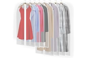 8 Pack Clothes Covers Bags with Zip, Water-proof Dust-proof Garment Protector Bags Moth-Proof Dress Bag Covers Damp-proof Men