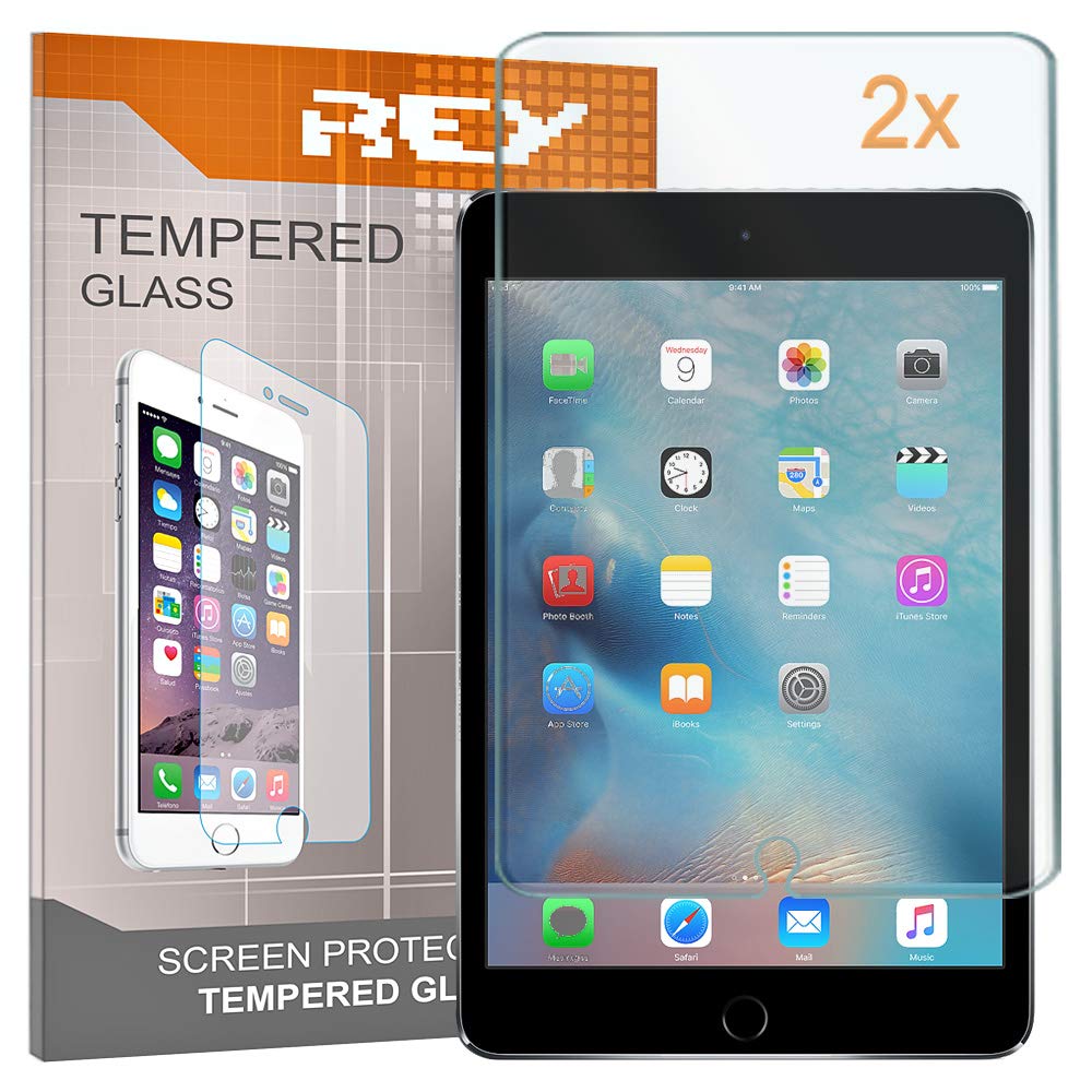 REY Screen Protector for IPAD MINI 4 - IPAD MINI 5 (IPAD MINI 2019), Tempered Glass Film, Premium quality, Perfect protection for scratches, breaks, moisture, [Pack 2x]
