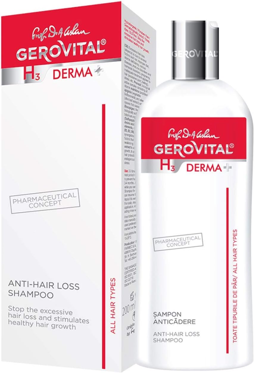 Gerovital H3 Derma+ Anti-Hairloss Shampoo, 200 ml (Pack of 1)