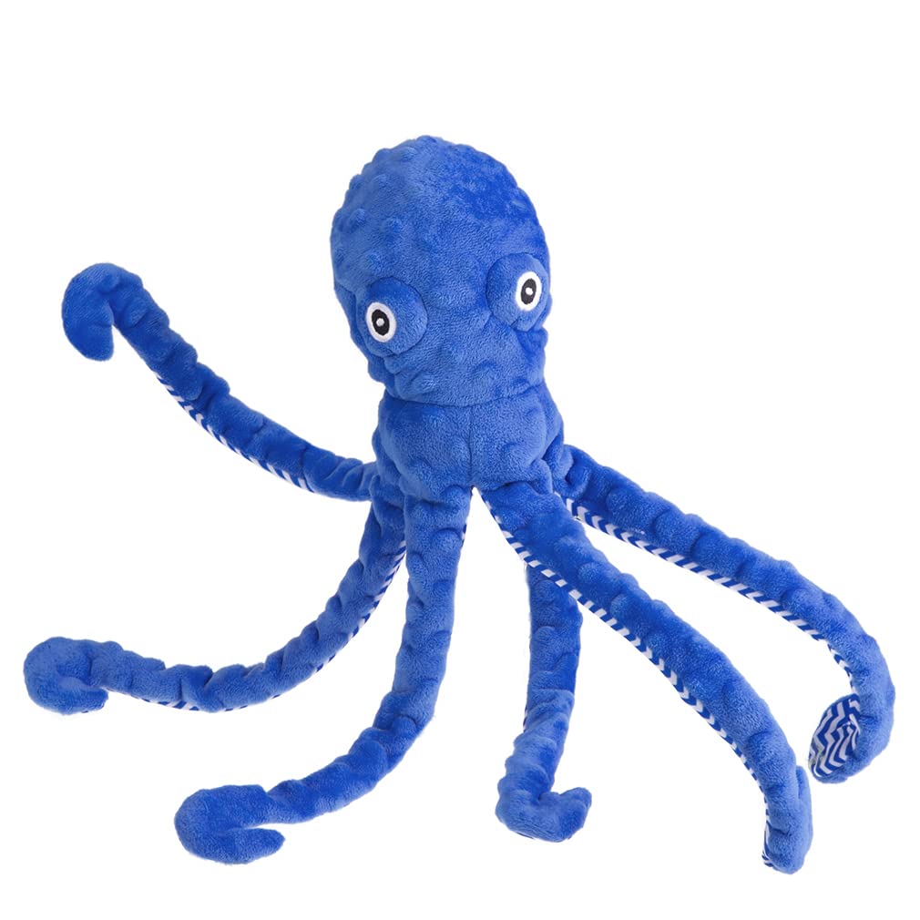 EXPAWLORER Squeaky Octopus Dog Toy - Dog Soft Stuffed Plush Toy, Built-in Crinkle Paper and Squeaker, Durable Interactive Chew Puppy Birthday Gift Toys for Small Medium Large Dogs,Blue
