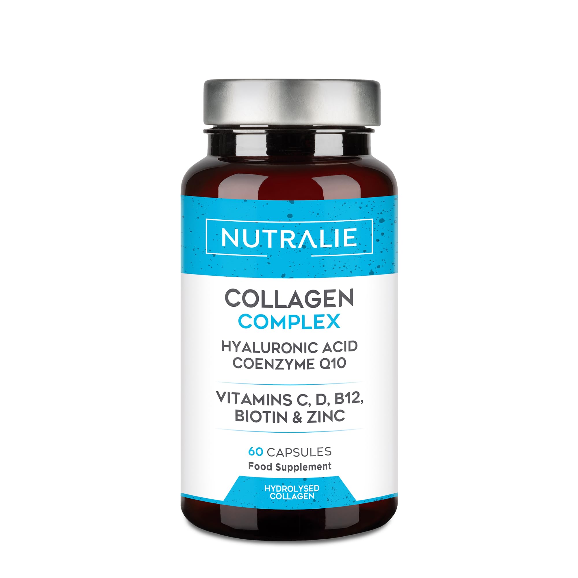 Collagen Hyaluronic Acid - Hydrolysed + Biotin and Q10 - Vitamins C, D, B12 and Zinc - Collagen Complex - 60 Capsules Nutralie