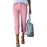 Sidefeel Women's Capri Jeans High Waisted 2026 Summer Fashion Straight Leg Raw Hem Denim Capri Pants