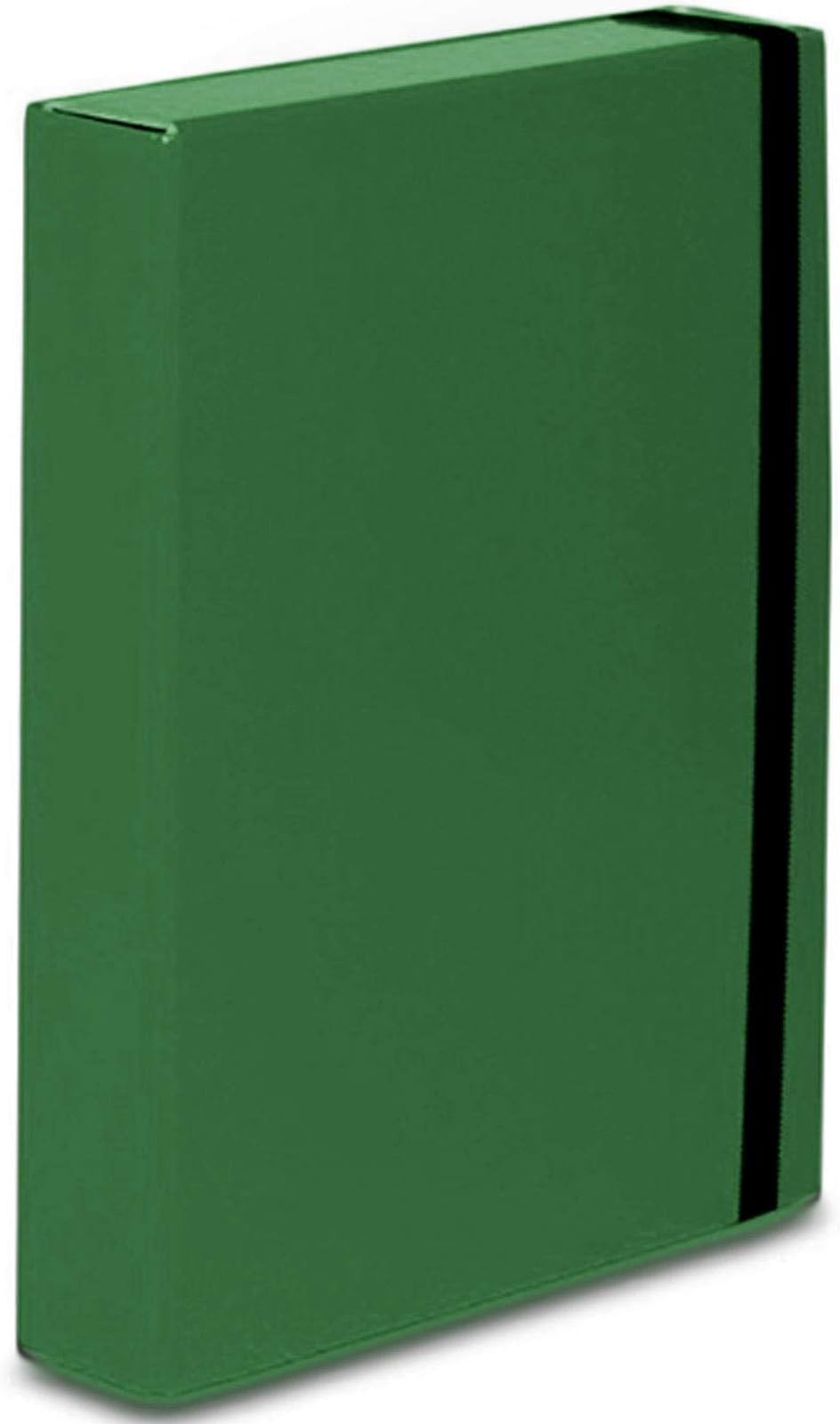 3 x Green Caribic A4 Document Box Folder Elastic Band Storage File Foolscap Paper Hard Cardboard Organiser