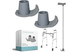 FLASKARS 2 Pack Walker Ski Glides, Essential Walker Accessories for Folding Walker, Universal Fit Walker Feet Gliders Sliders for Seniors Foldable Walkers (Gray)